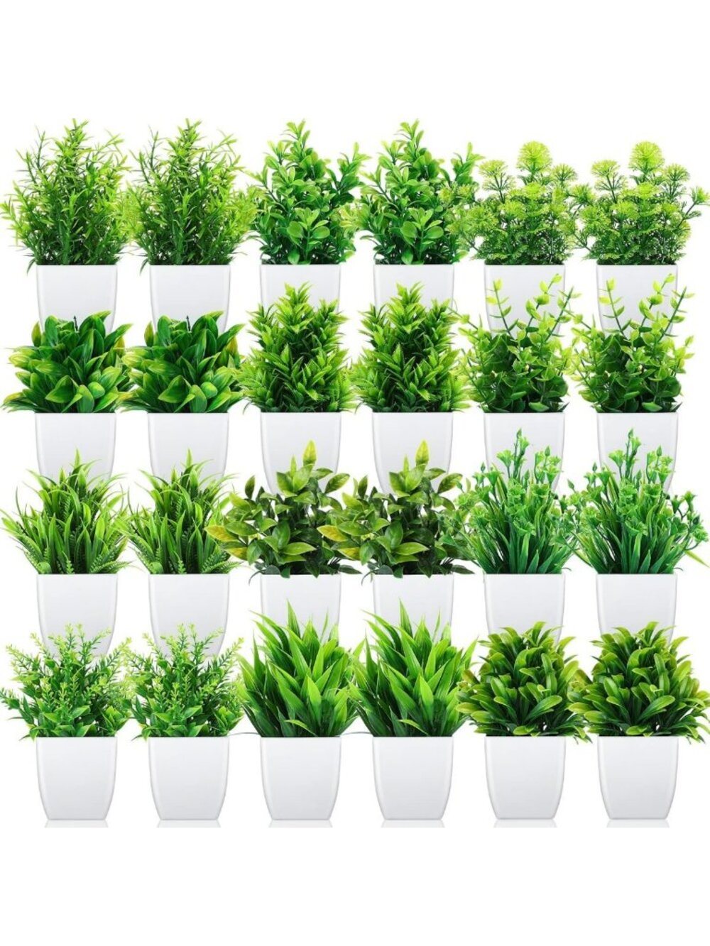 24 Mini Eucalyptus Potted Plants - Stylish Faux Greenery for Home Decor